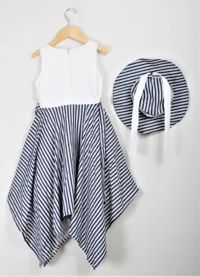 Girls Blue Striped Dress