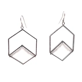 Hexagon Moonstone Earrings