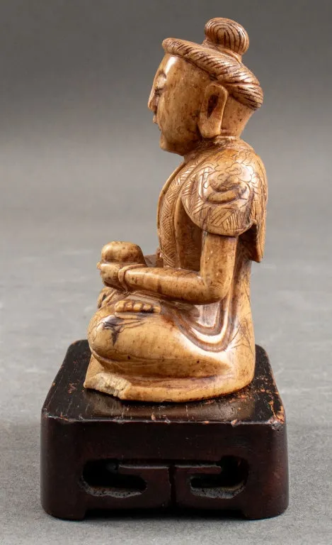 Japanese Carved Jade Buddha Sculpture