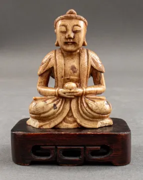 Japanese Carved Jade Buddha Sculpture