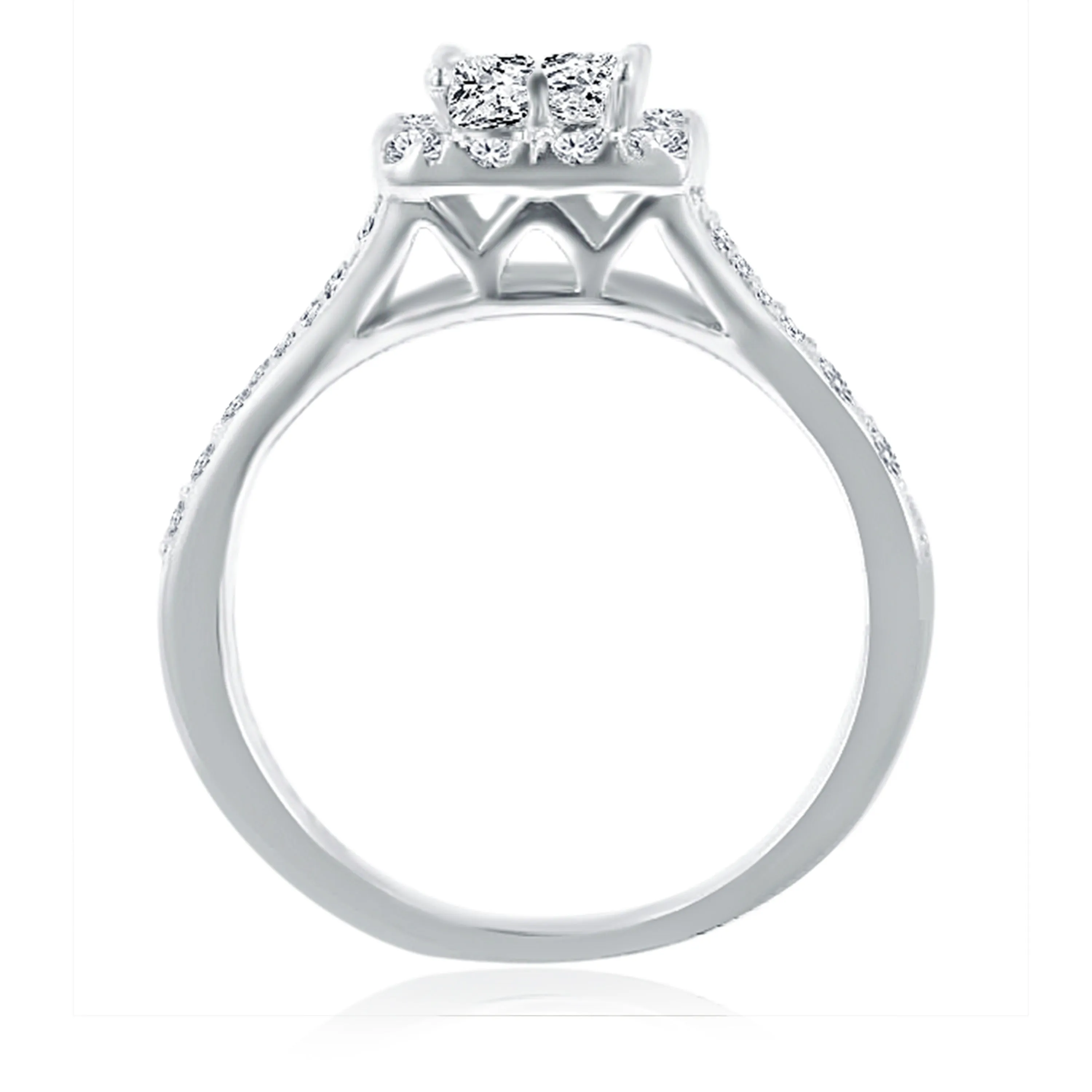 Kallati Legendary Princess Shape Diamond Engagement Ring in 14K White Gold