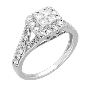 Kallati Legendary Princess Shape Diamond Engagement Ring in 14K White Gold