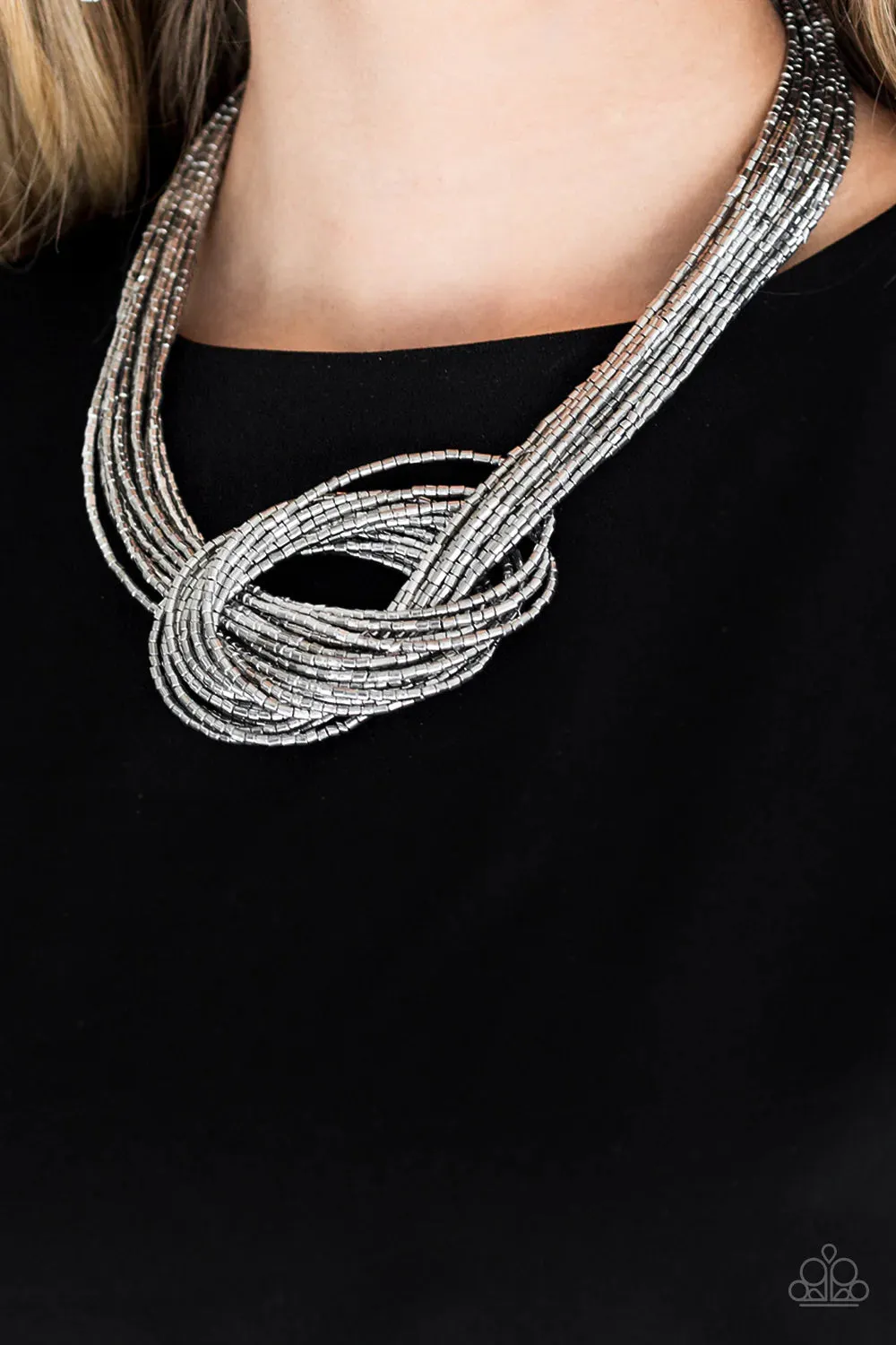 Knotted Knockout - Silver Paparazzi Necklace