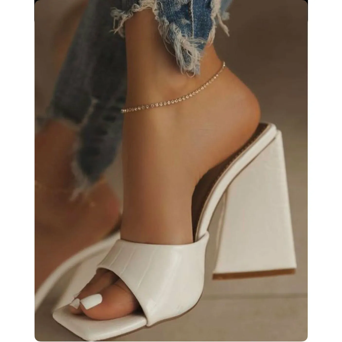 Lazy Slip On  Square heel Open Toe