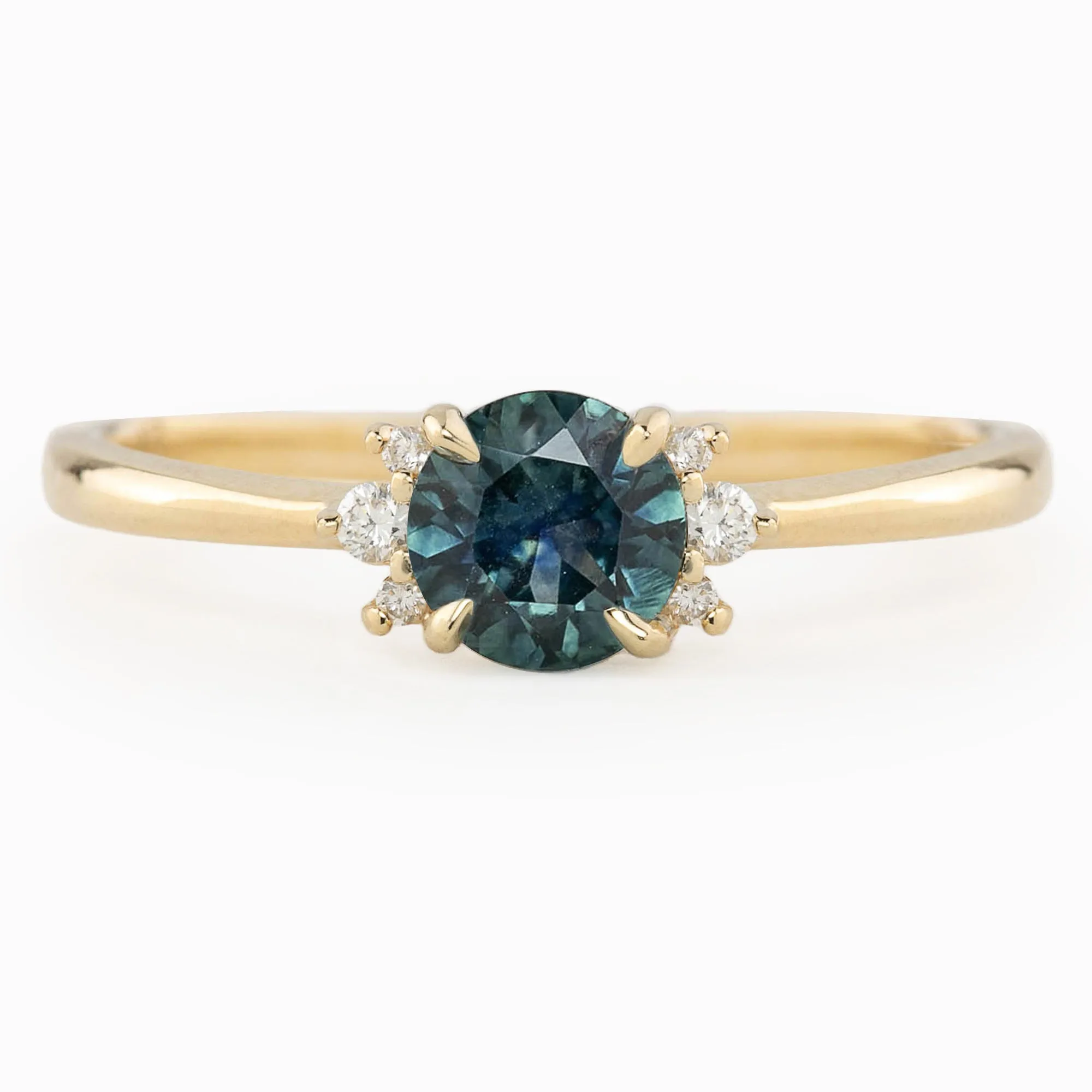 Lena Ring 0.60ct Teal Blue Montana Sapphire, 14k Yellow Gold