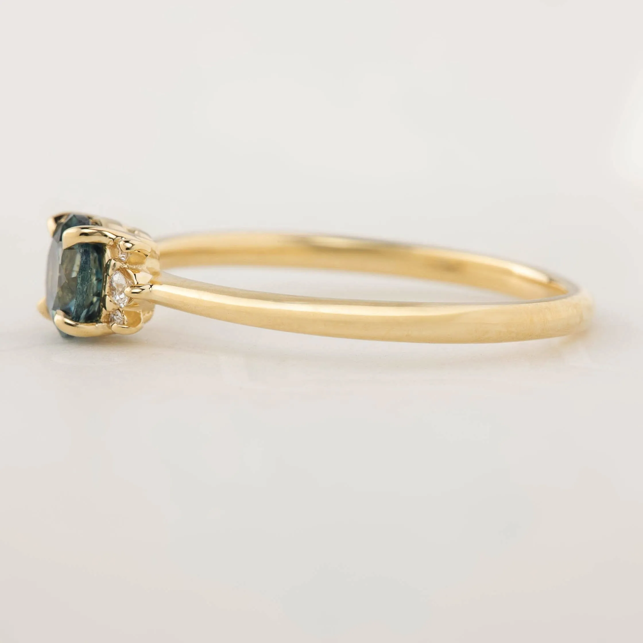 Lena Ring 0.60ct Teal Blue Montana Sapphire, 14k Yellow Gold