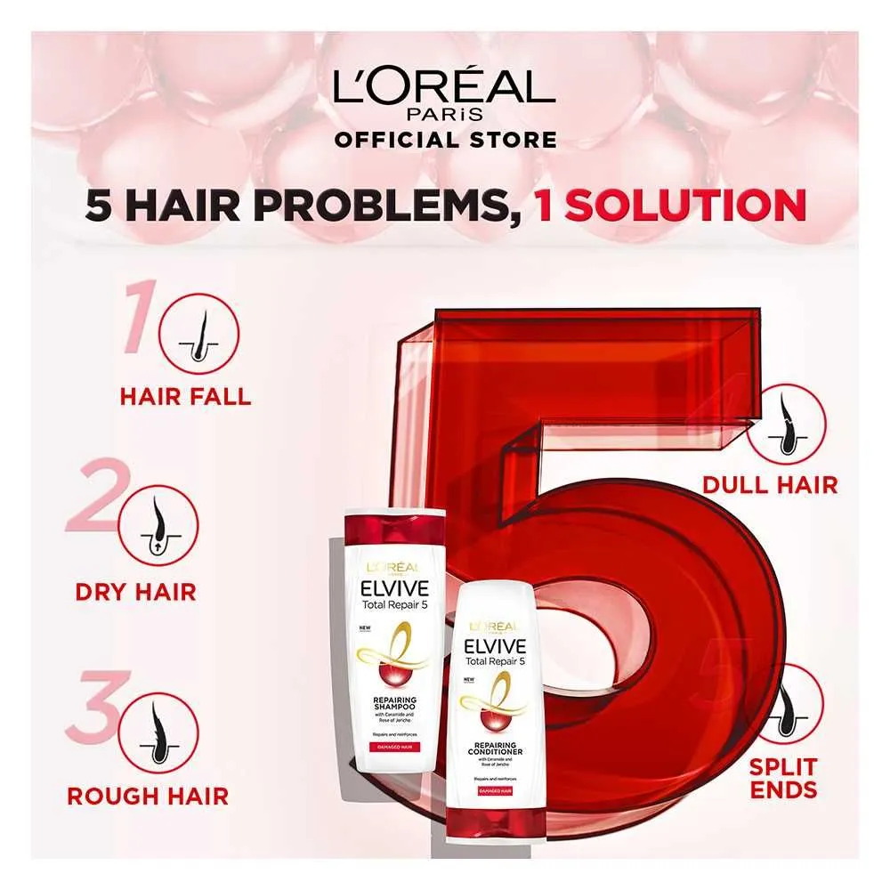 L'Oreal Paris Total Repair 5 Repairing Shampoo, For Damaged Hair, 175ml