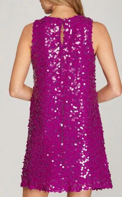 Magenta Sequin Dress