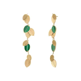 Malachite and Gold Leaf Earrings