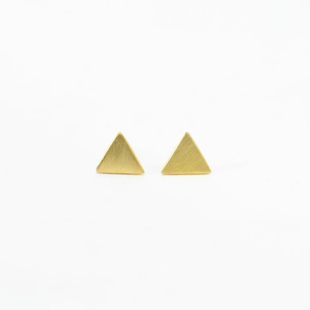 Matte Gold Vermeil Triangle Studs