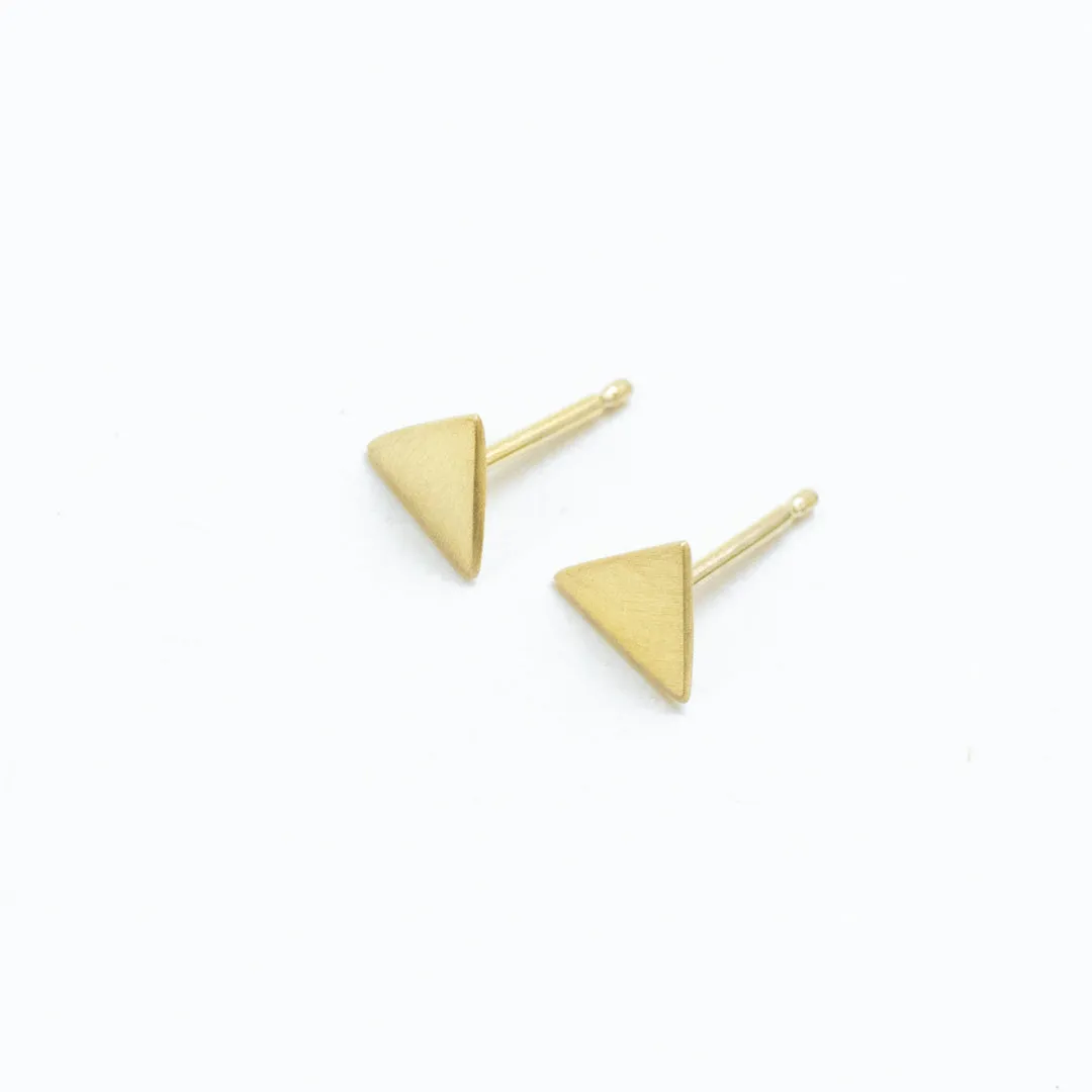 Matte Gold Vermeil Triangle Studs