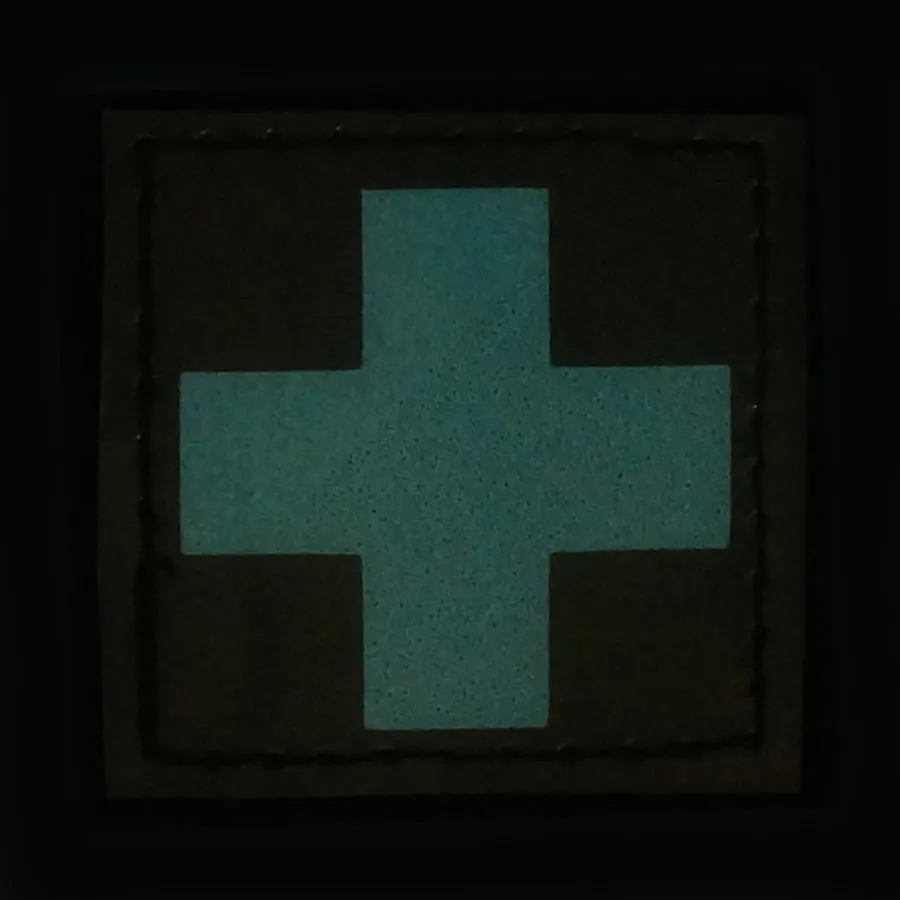 MEDICAL CROSS PATCH - BLUE GLOW IN THE DARK