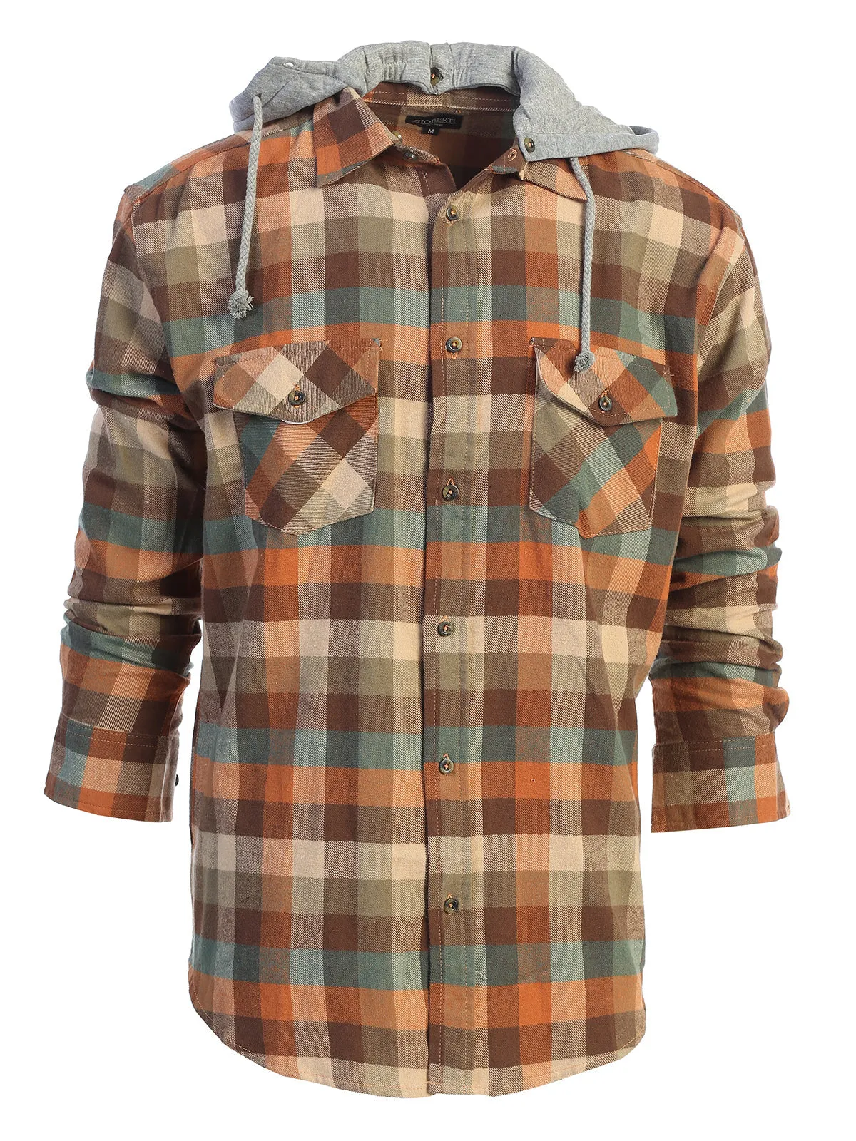 Men's Removable Hoodie Flannel Shirt, Size S