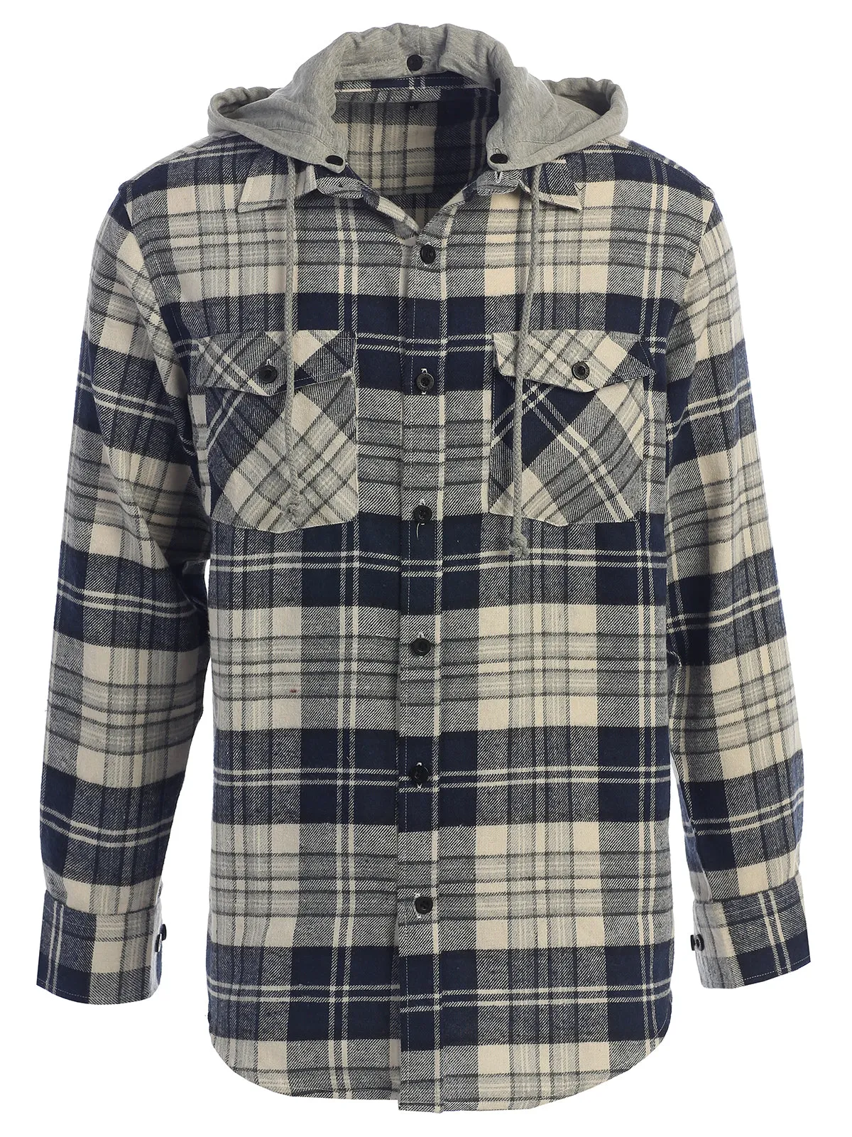 Men's Removable Hoodie Flannel Shirt, Size S