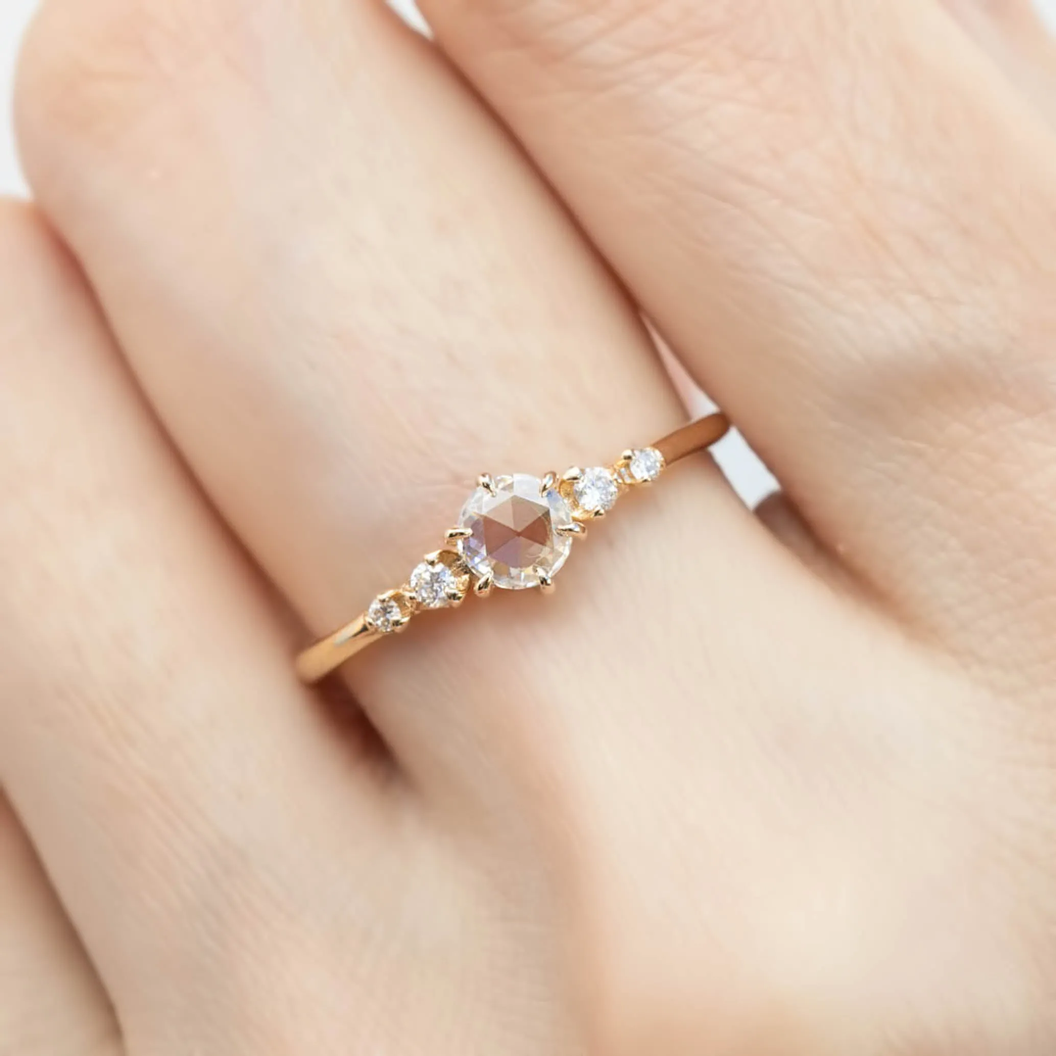 Mila Ring Round Rose Cut Diamond, 14K Gold