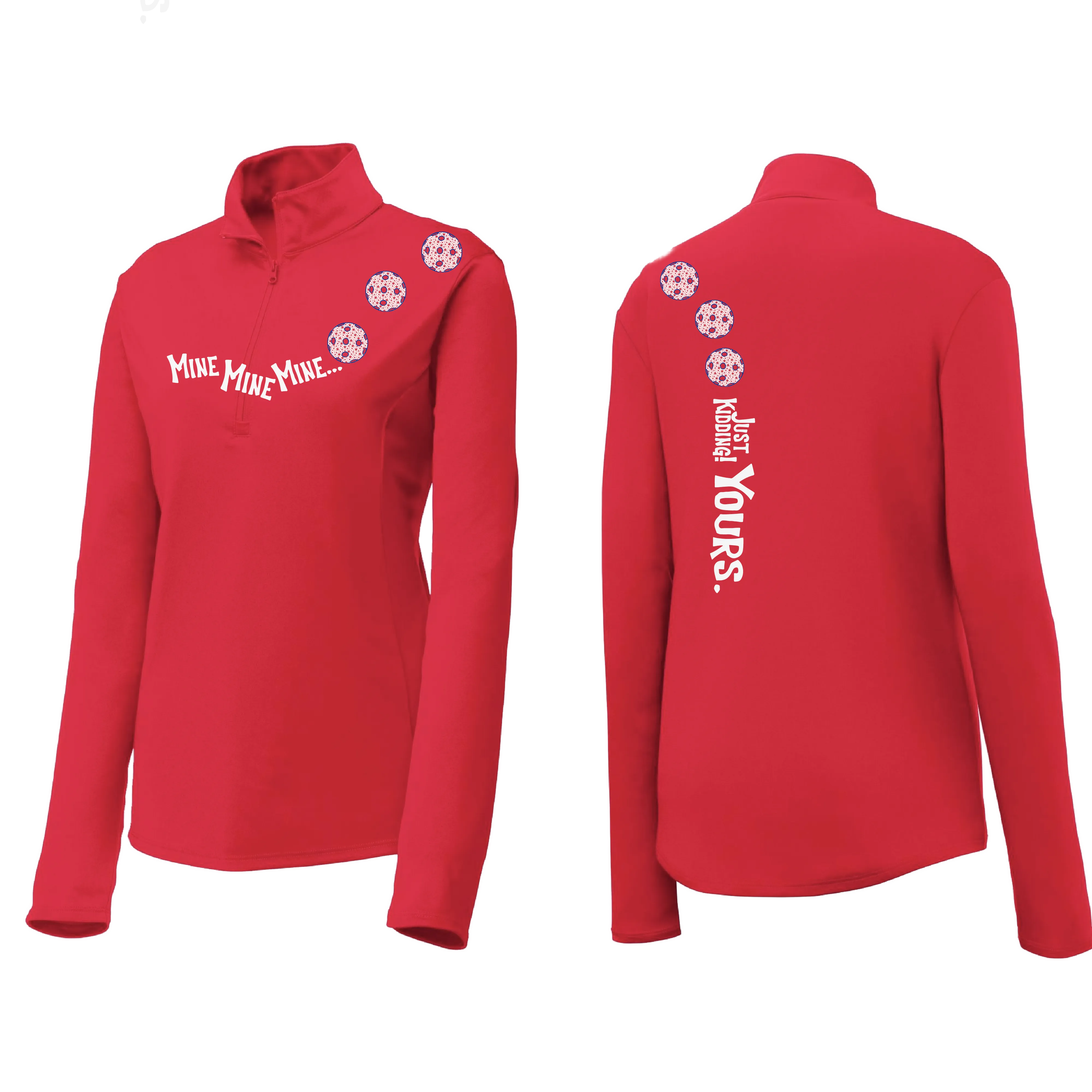 Mine JK Yours (Pickleball Colors Patriotic Stars White or Purple) | Women's 1/4 Zip Pickleball Pullover | 100% Polyester