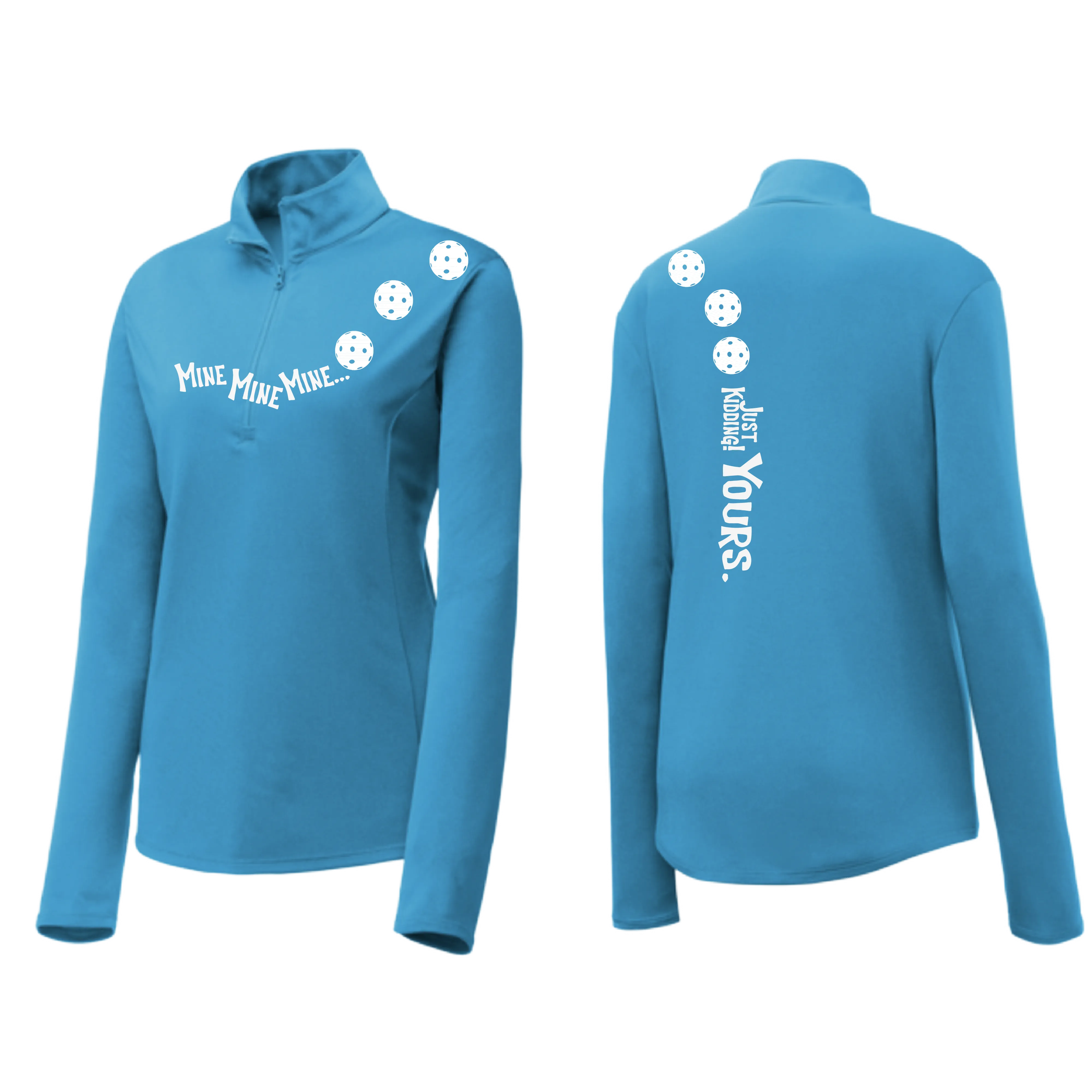 Mine JK Yours (Pickleball Colors Patriotic Stars White or Purple) | Women's 1/4 Zip Pickleball Pullover | 100% Polyester