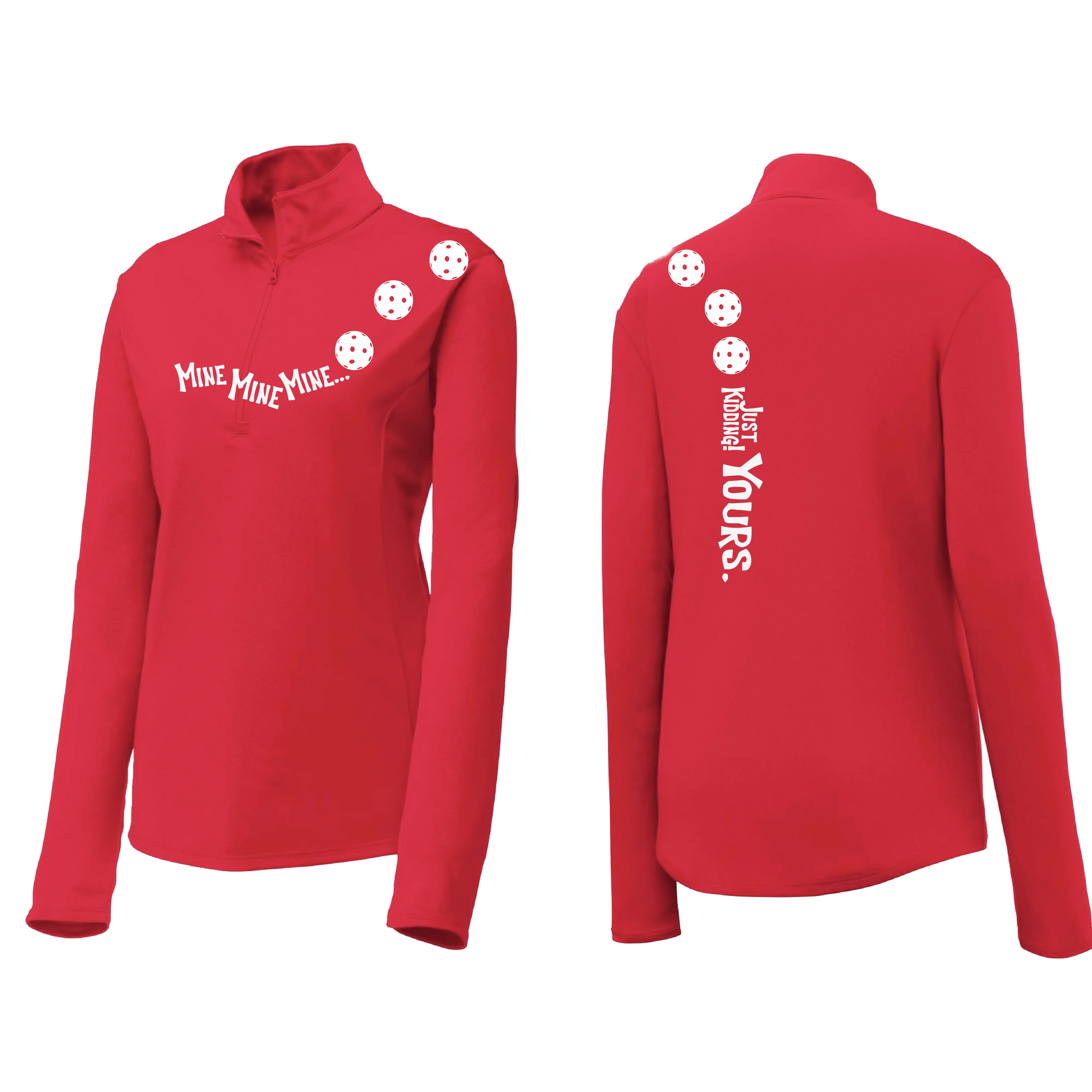 Mine JK Yours (Pickleball Colors Patriotic Stars White or Purple) | Women's 1/4 Zip Pickleball Pullover | 100% Polyester