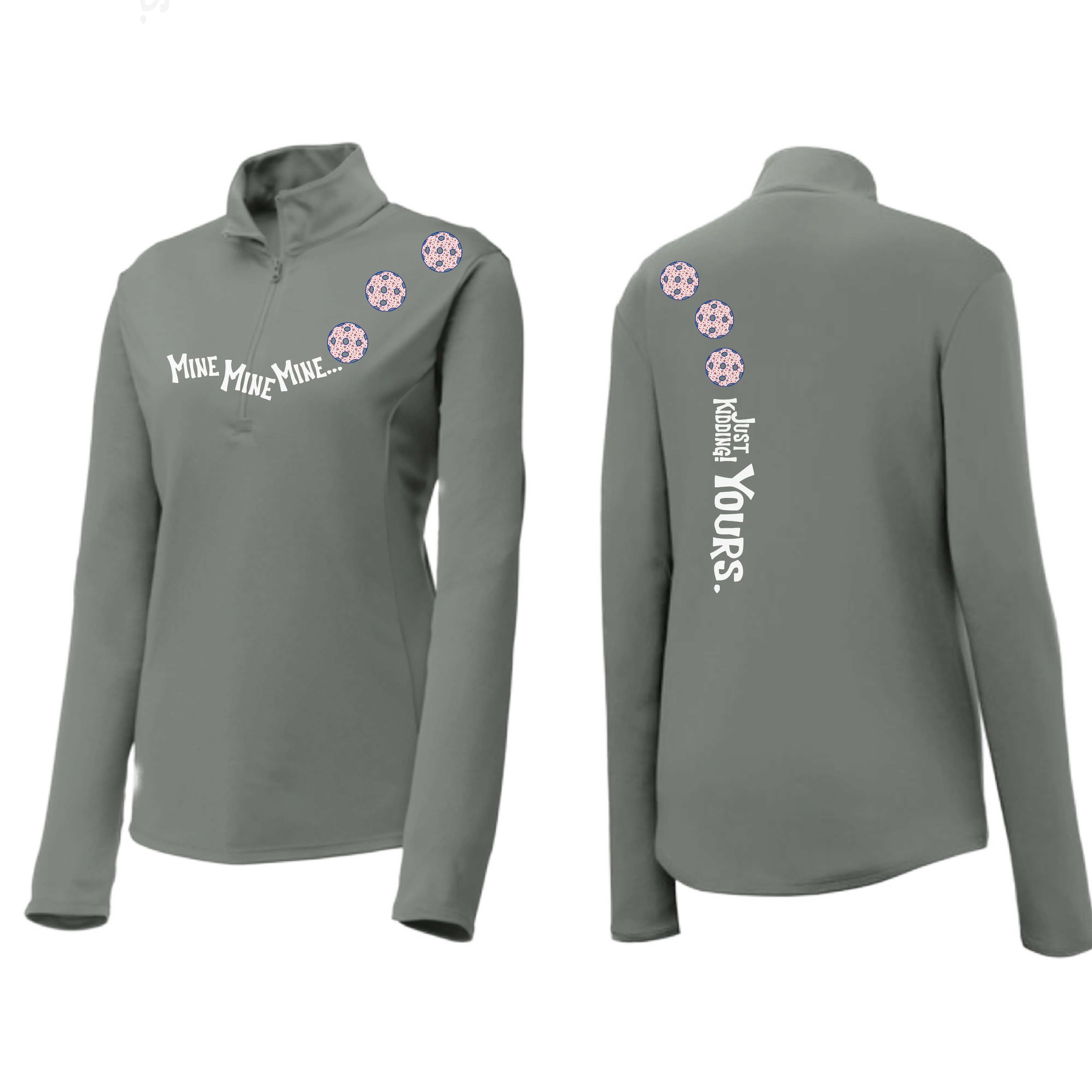 Mine JK Yours (Pickleball Colors Patriotic Stars White or Purple) | Women's 1/4 Zip Pickleball Pullover | 100% Polyester