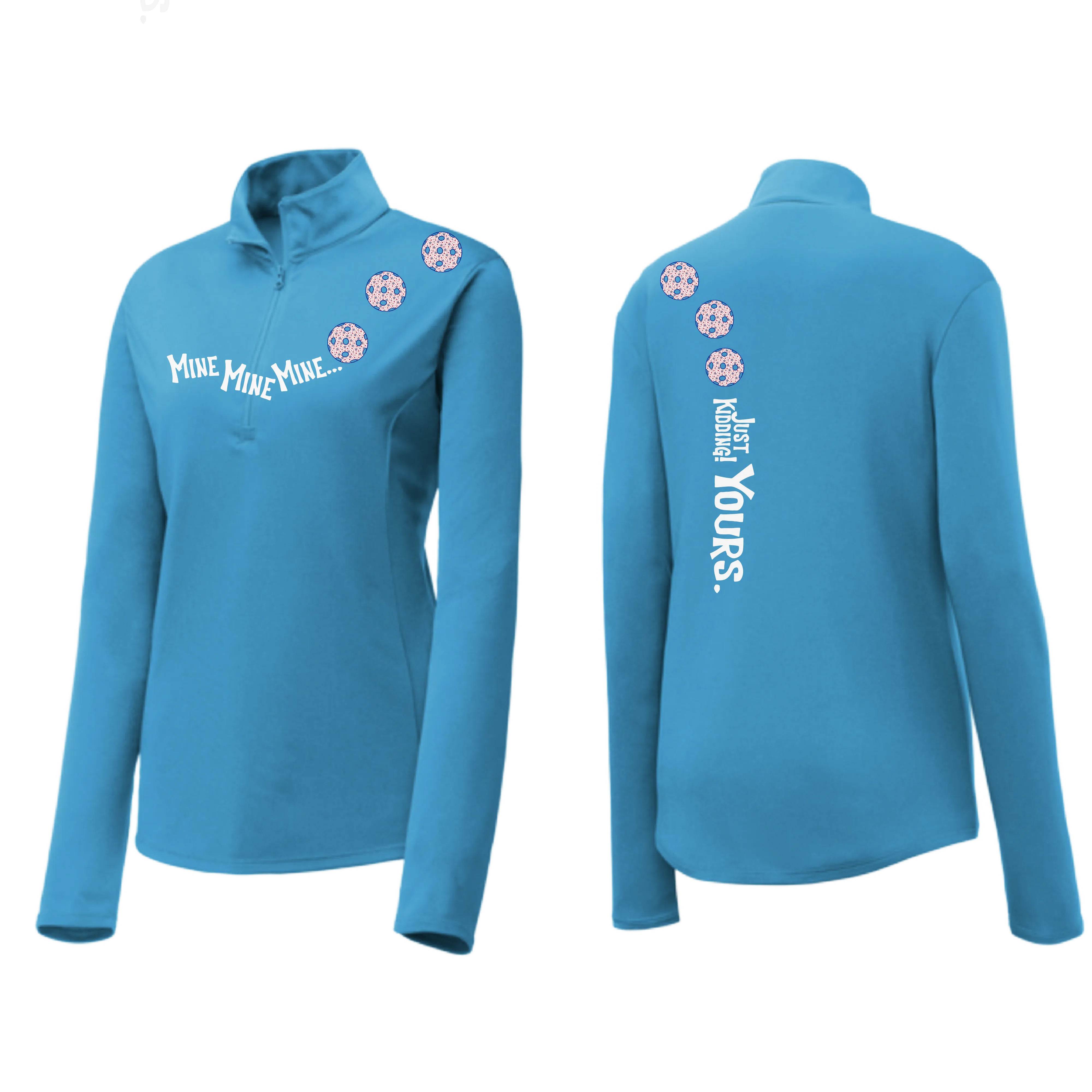 Mine JK Yours (Pickleball Colors Patriotic Stars White or Purple) | Women's 1/4 Zip Pickleball Pullover | 100% Polyester