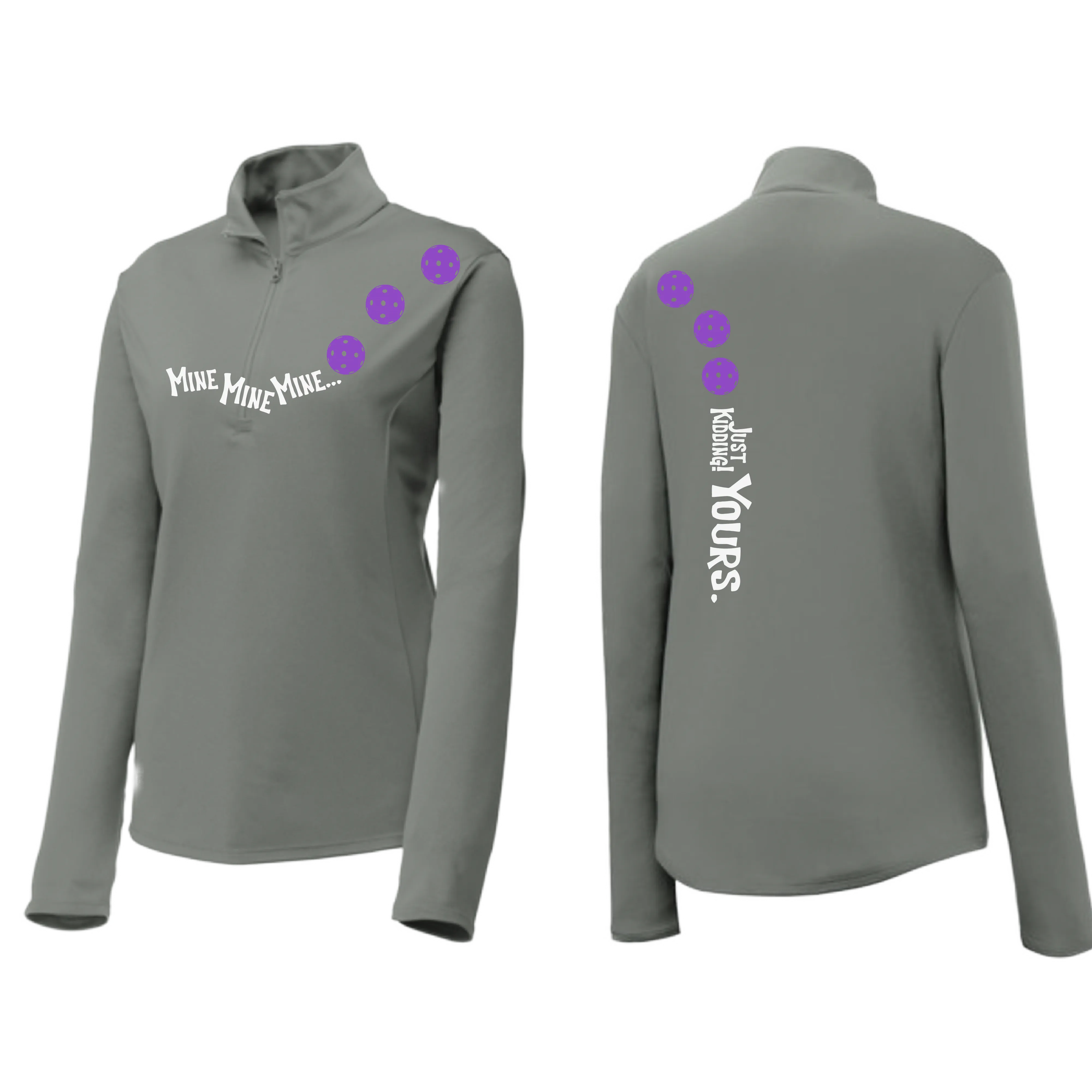 Mine JK Yours (Pickleball Colors Patriotic Stars White or Purple) | Women's 1/4 Zip Pickleball Pullover | 100% Polyester