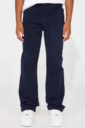 Mini Uniform Straight Leg Pants With Patch - Navy