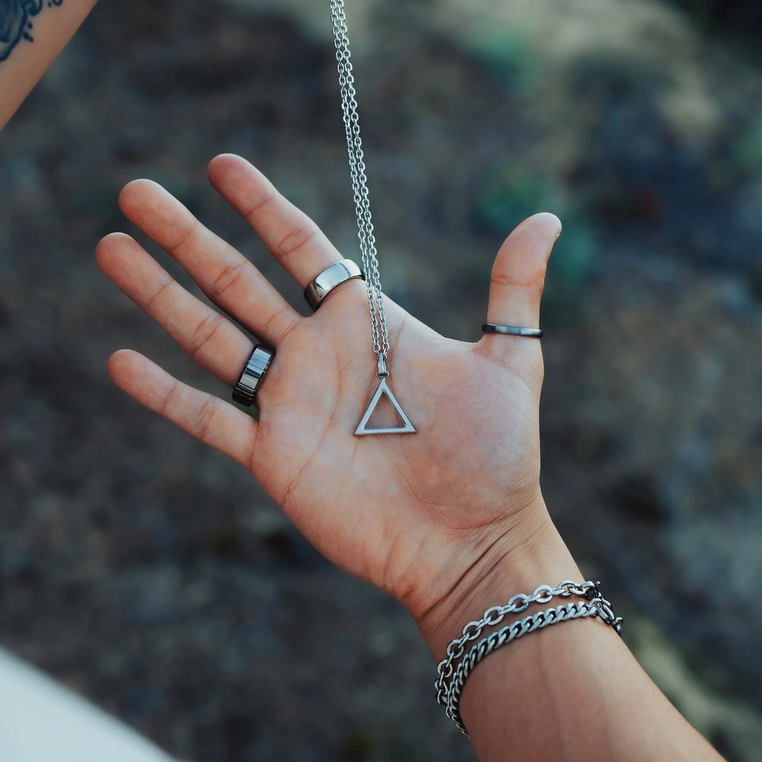 Nomad Triangle Necklace - Silver