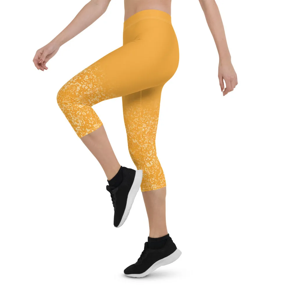 Orange Speckle Capri Leggings