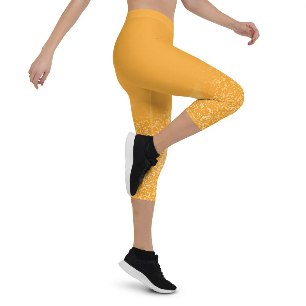 Orange Speckle Capri Leggings