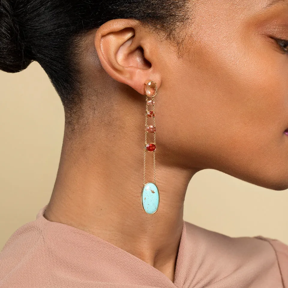 Oregon Sunstone & Persian Turquoise Earrings