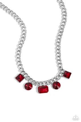 Paparazzi Alternating Audacity Red Necklace & Earring Set