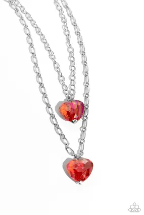 Paparazzi Layered Love Red Necklace & Earring Set