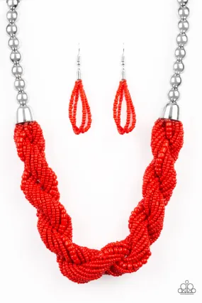 Paparazzi Savannah Surfin - Red Necklace