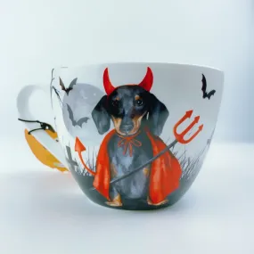 Portobello By Design 'Little Devil' Dachshund Dog Bone China XL Coffee Mug Tea Cup 20 oz