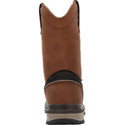 Rocky Men's Rams Horn 10" WP Safety Toe Pull On Work Boot - Brown - RKK0398