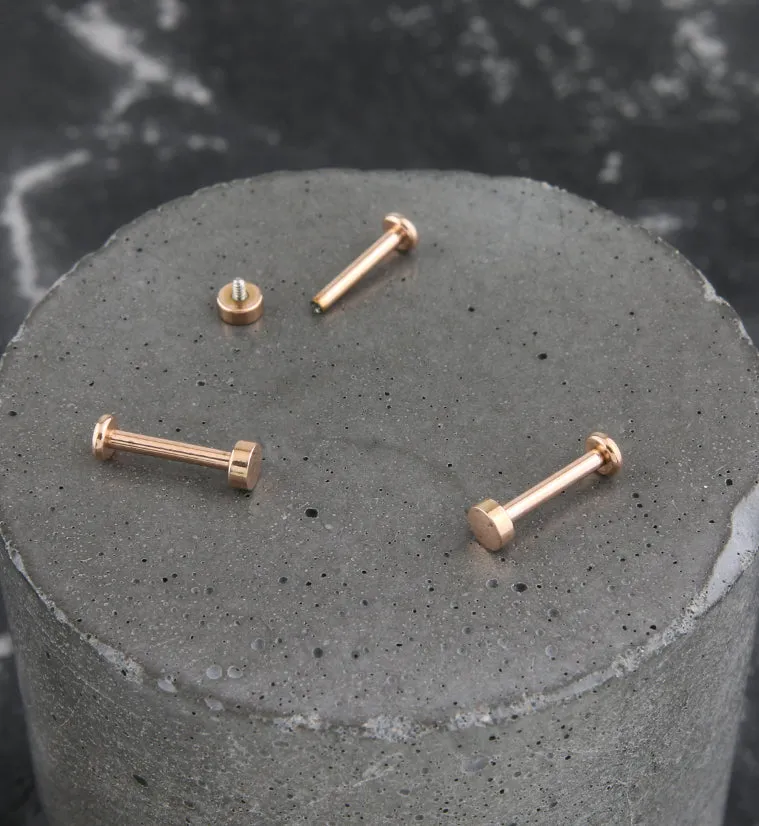 Rose Gold PVD Flat Disk Internally Threaded Titanium Labret