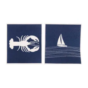 Seaside Eco-Friendly blu Sponge Cloth- Set of 2