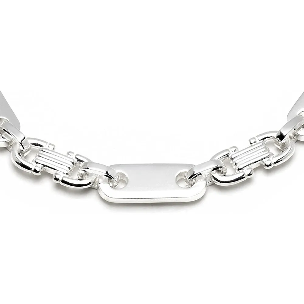 Solid 925 Silver Plate Design Bracelet Valter Link 6mm Wide Chain