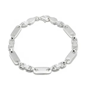 Solid 925 Silver Plate Design Bracelet Valter Link 6mm Wide Chain