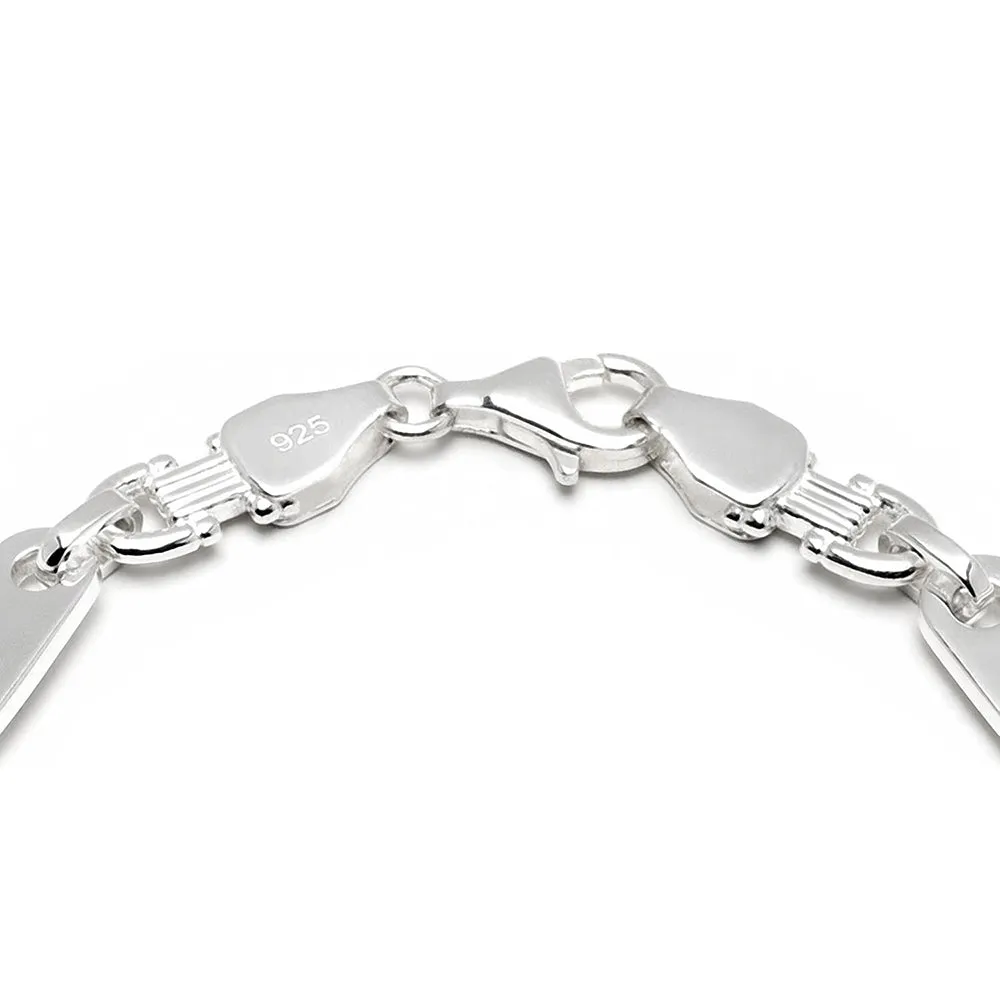 Solid 925 Silver Plate Design Bracelet Valter Link 6mm Wide Chain