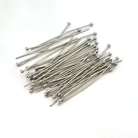 Stainless Steel Ballpins, 40mm (1-1/2 inch), 0.6mm thick, 23 gauge, Lot Size 50 (Approximately), #1302-40