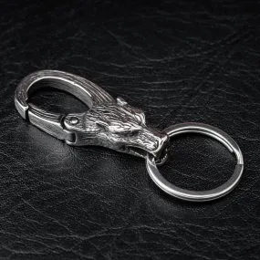 Stainless Steel Wolf Head Keychain