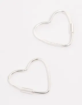 Sterling Silver Heart Hoop Earrings 12mm