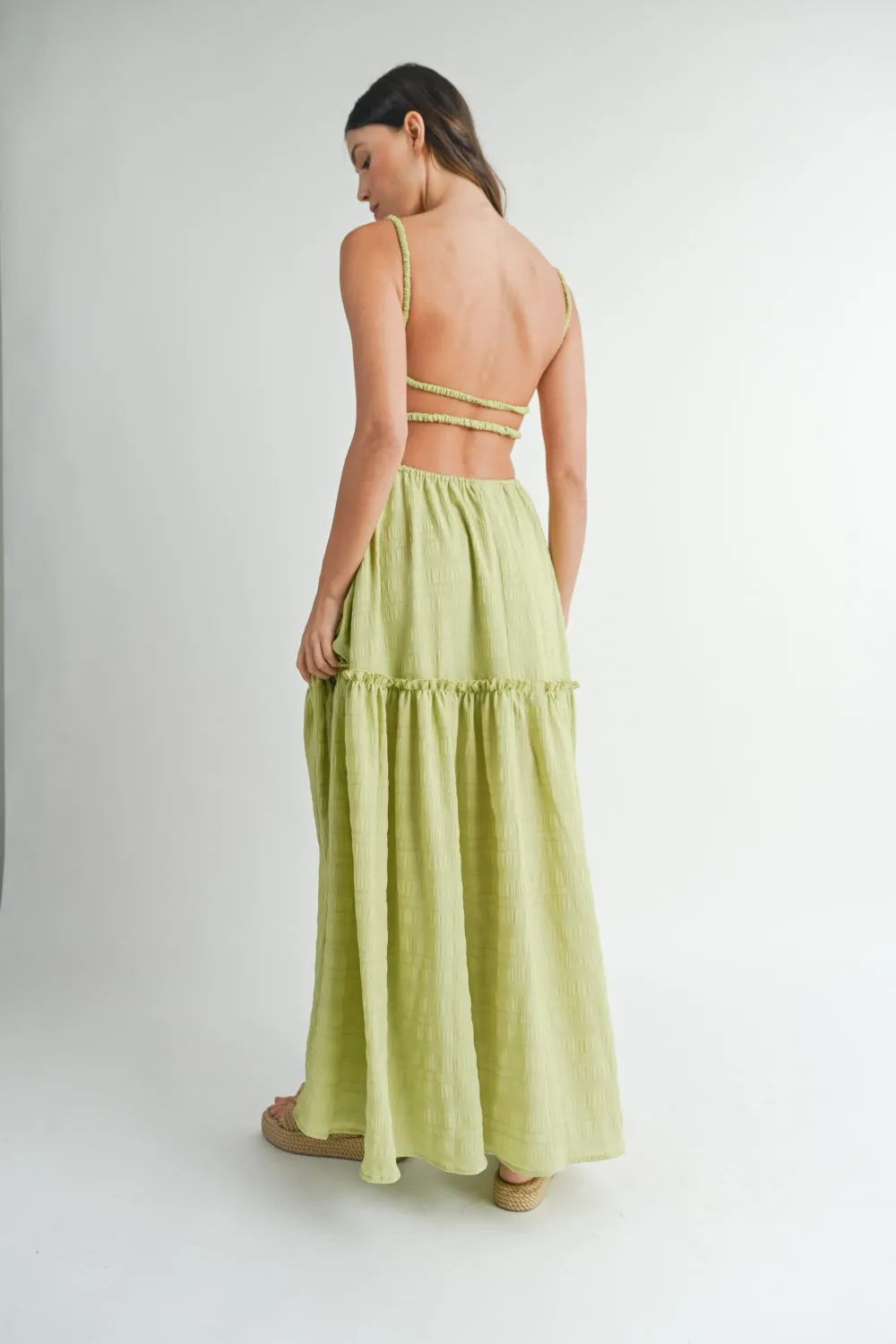 Sunset Vacation Cutout Waist Backless Maxi Dress