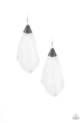 Tassel Temptress White-Earrings