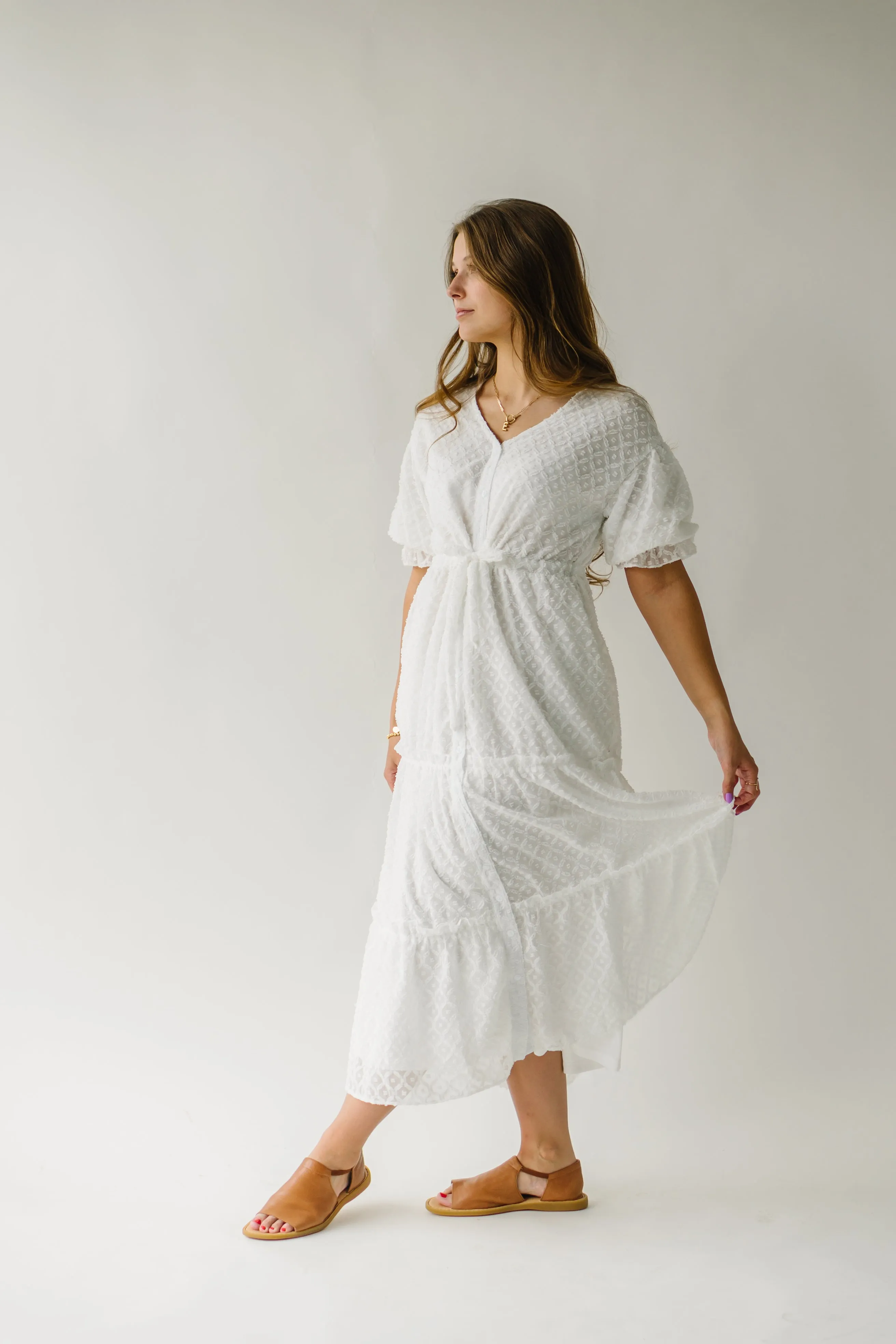 The Nadal Textured Maxi Dress in White