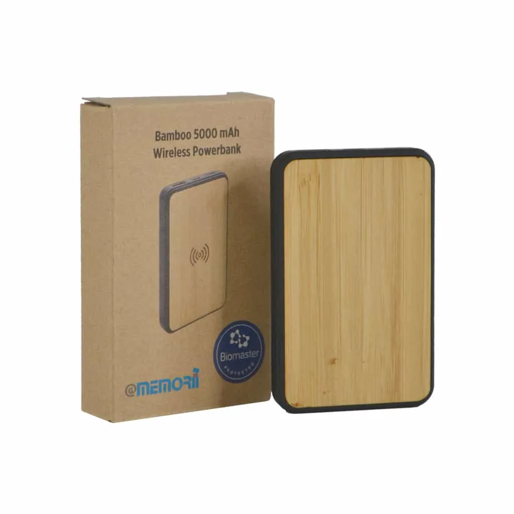 TUZLA - @memorii 5000 mAh Bamboo Wireless Powerbank (Anti-microbial)