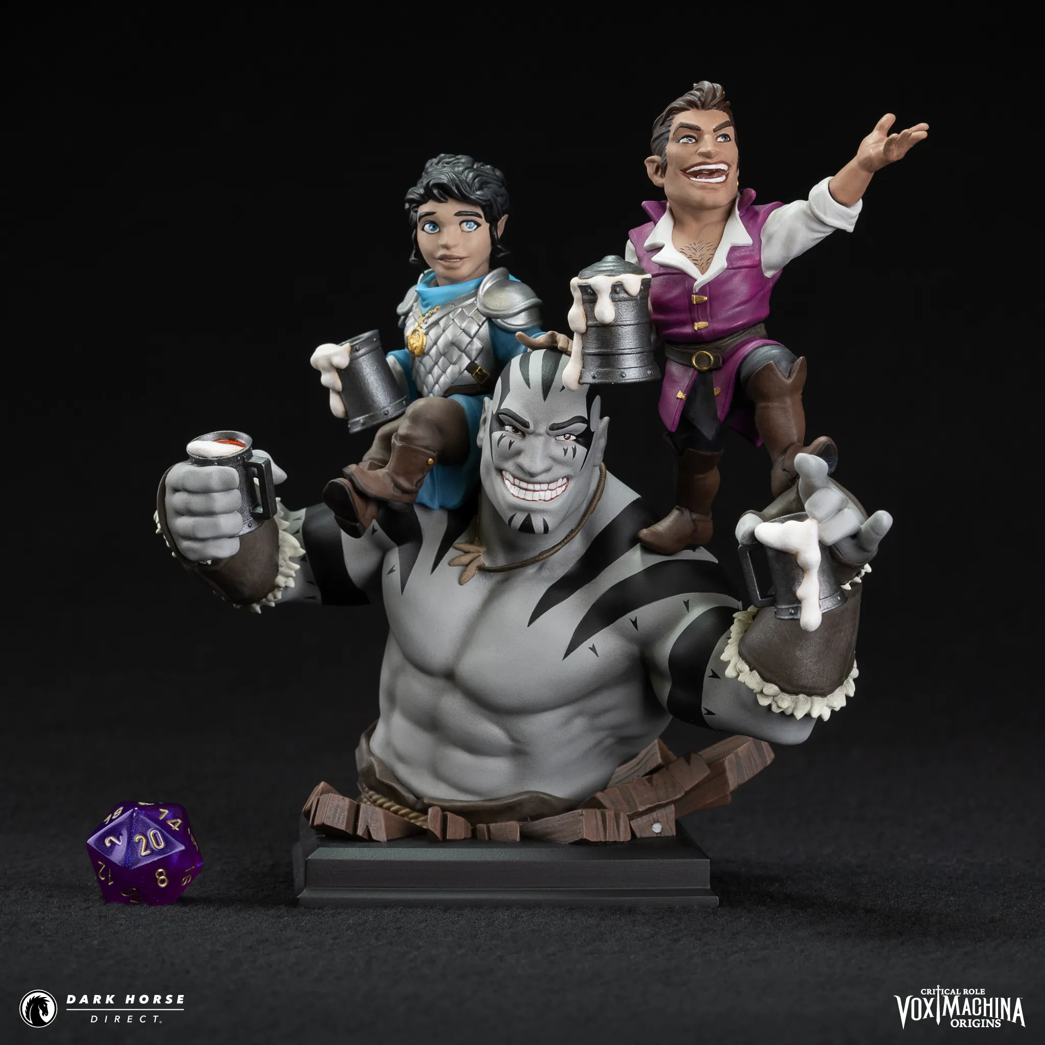 Vox Machina Origins - Grog Strongjaw, Pike Trickfoot, and Scanlan Shorthalt Bust