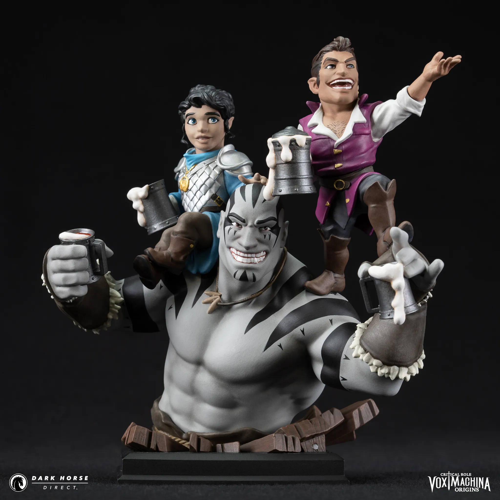 Vox Machina Origins - Grog Strongjaw, Pike Trickfoot, and Scanlan Shorthalt Bust