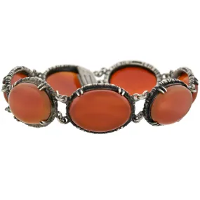 WACHENHEIMER Art Deco Sterling Carnelian Link Bracelet